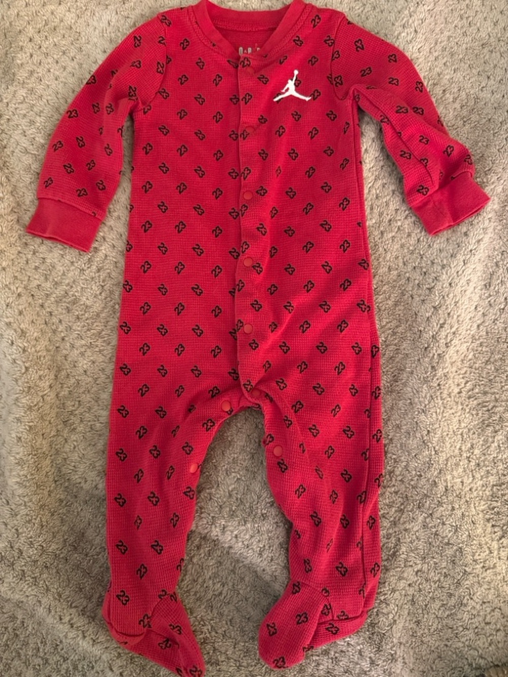 Jordan Red Footed Baby One-Piece with Jumpman